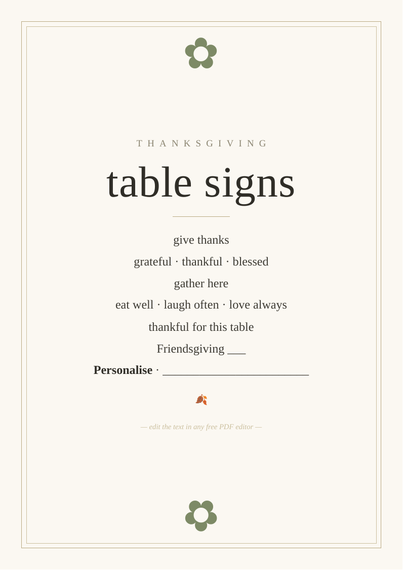 Thanksgiving decoration signs