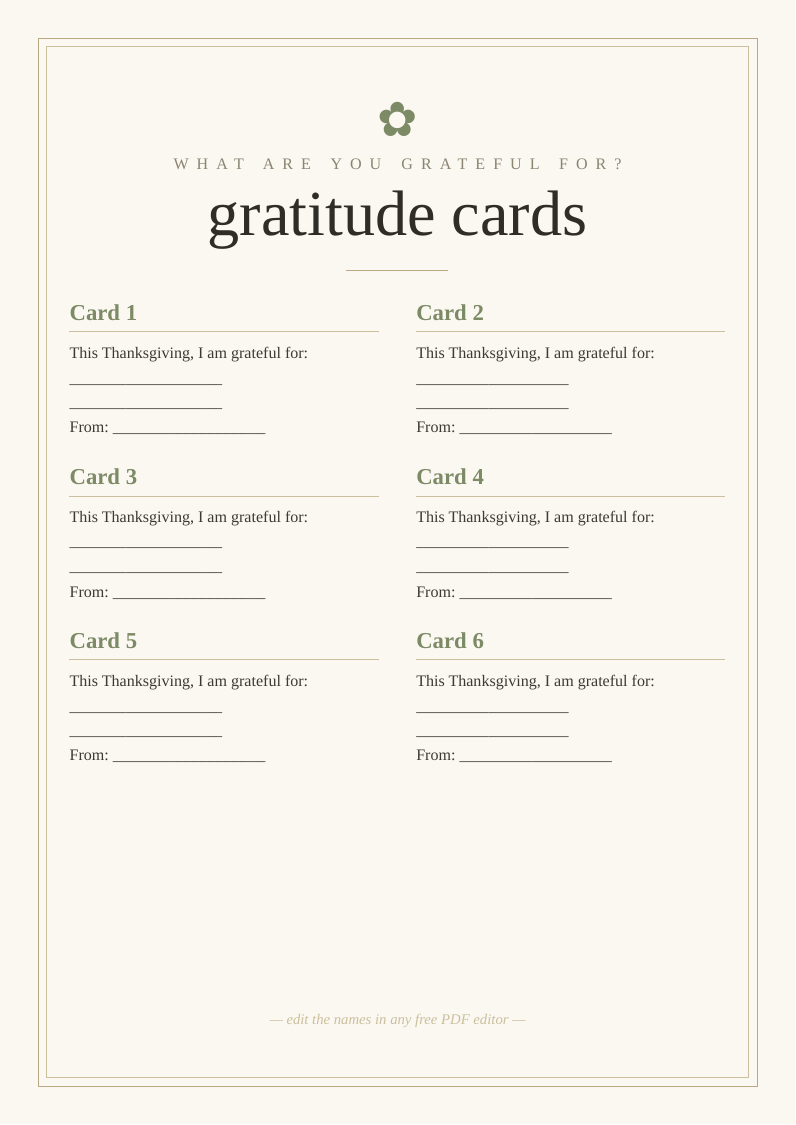 Thanksgiving gratitude cards