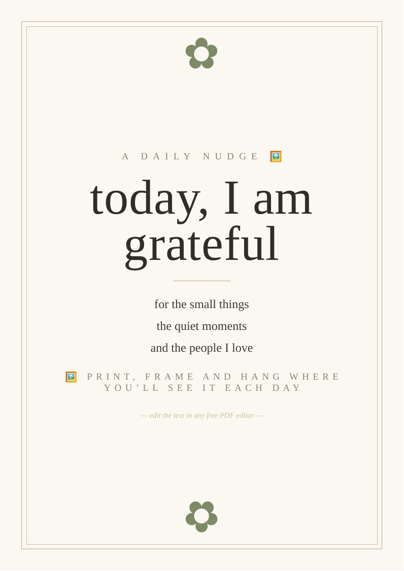 "Today I am grateful" print