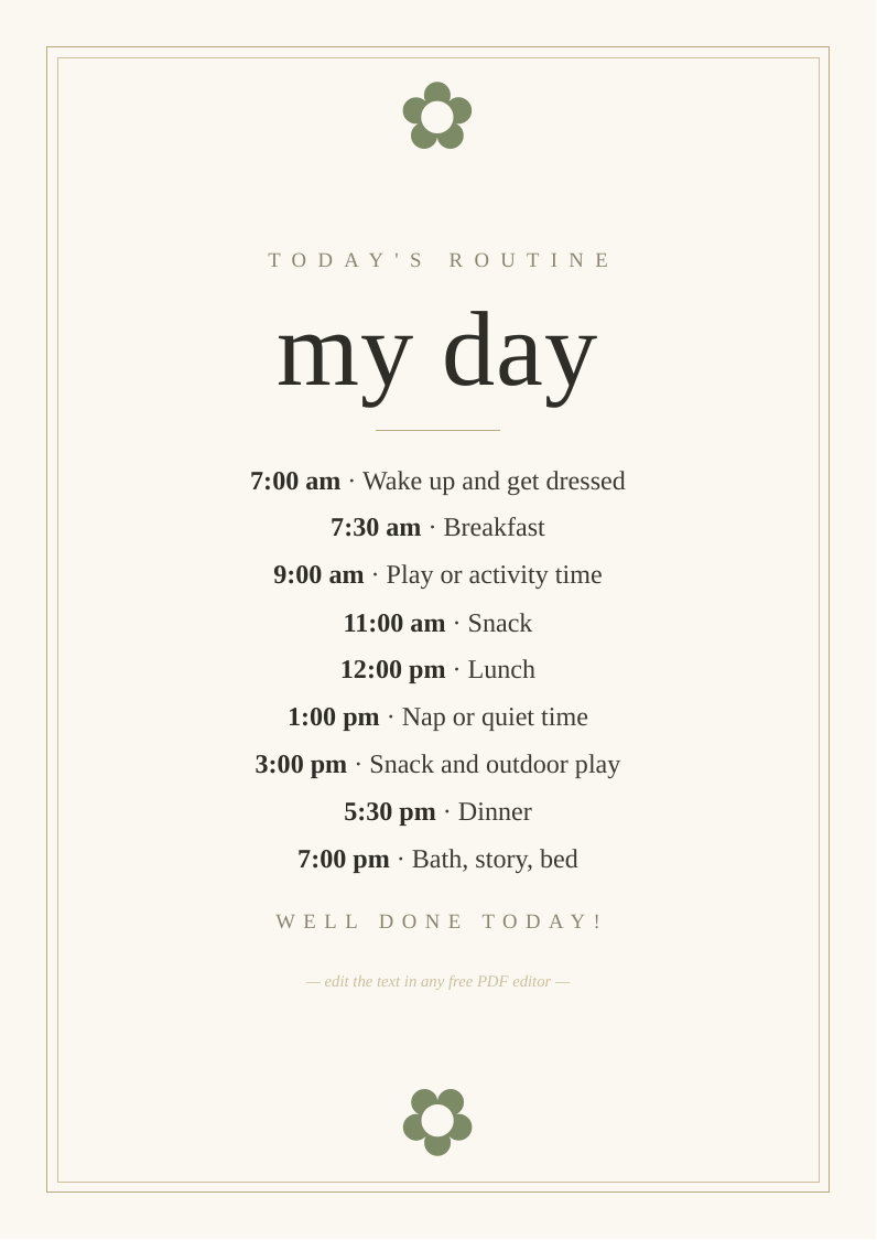 Toddler routine chart