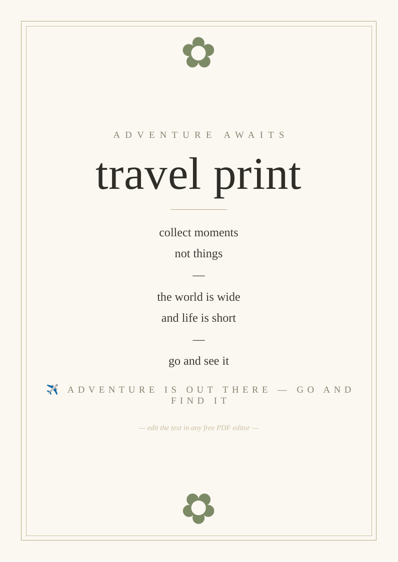 Travel and adventure wall print