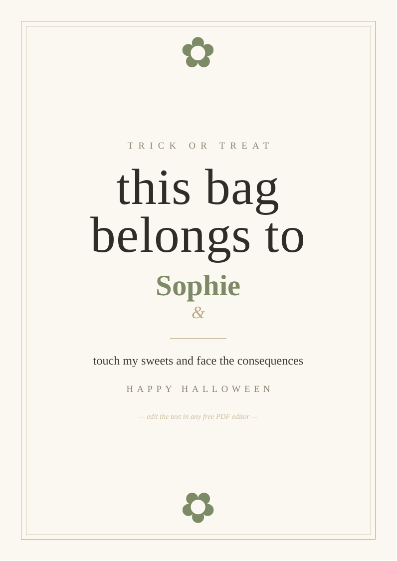 Trick or treat tags