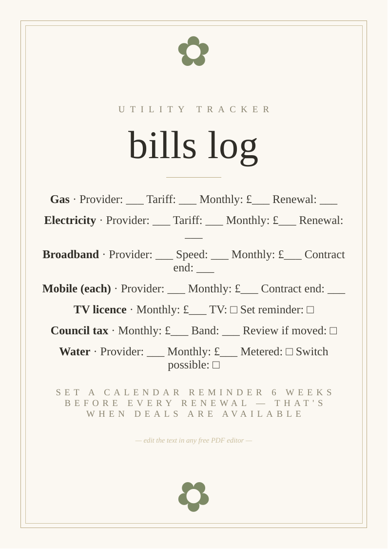 Home utility bills tracker