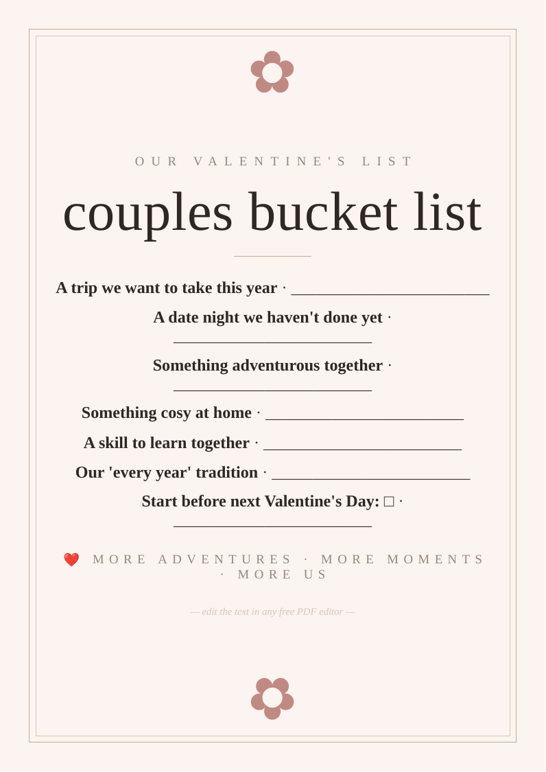 Valentine's couples to-do list