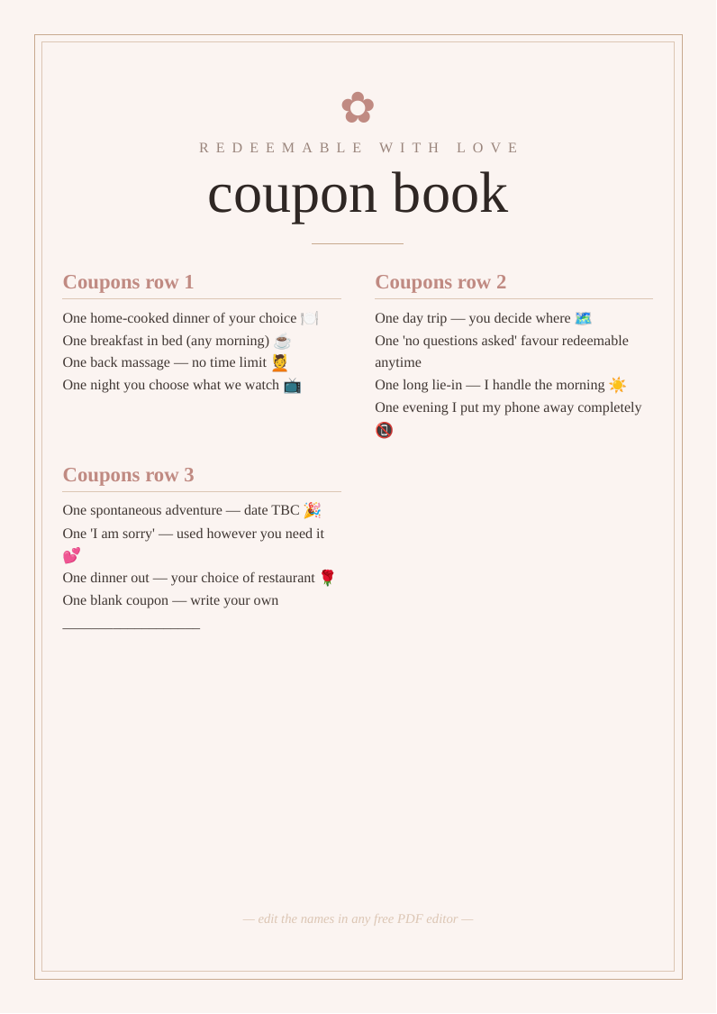 Valentine's coupon book