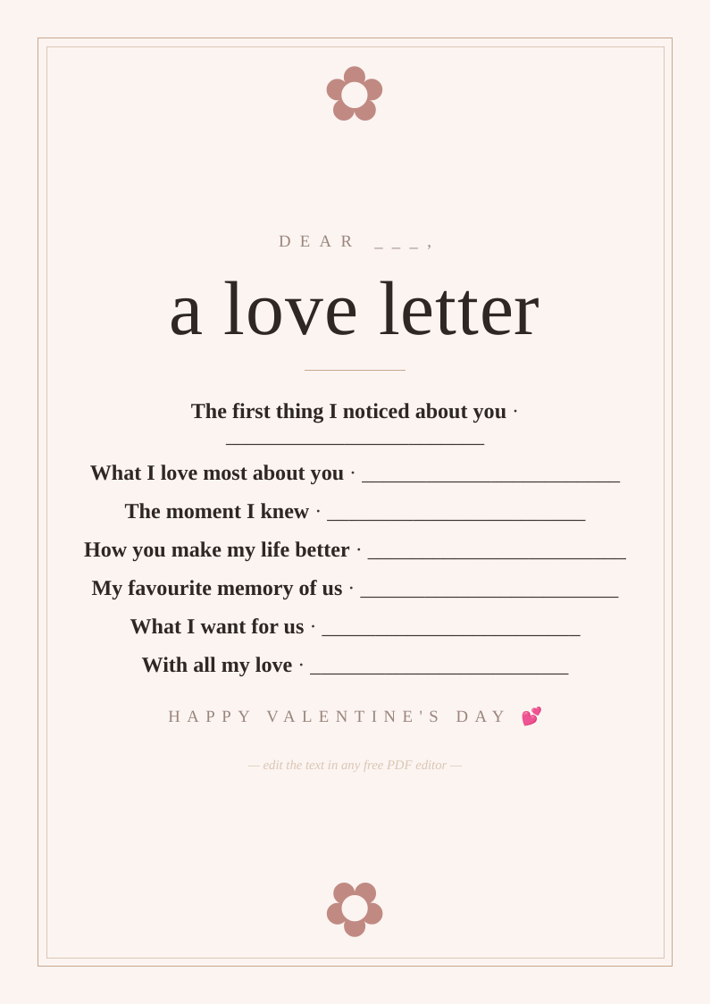 Love letter template