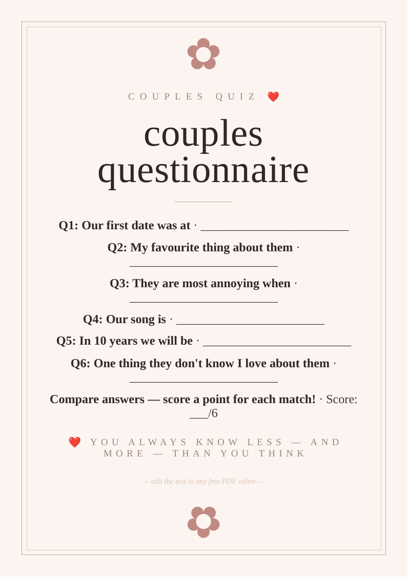 Valentine's couples questionnaire
