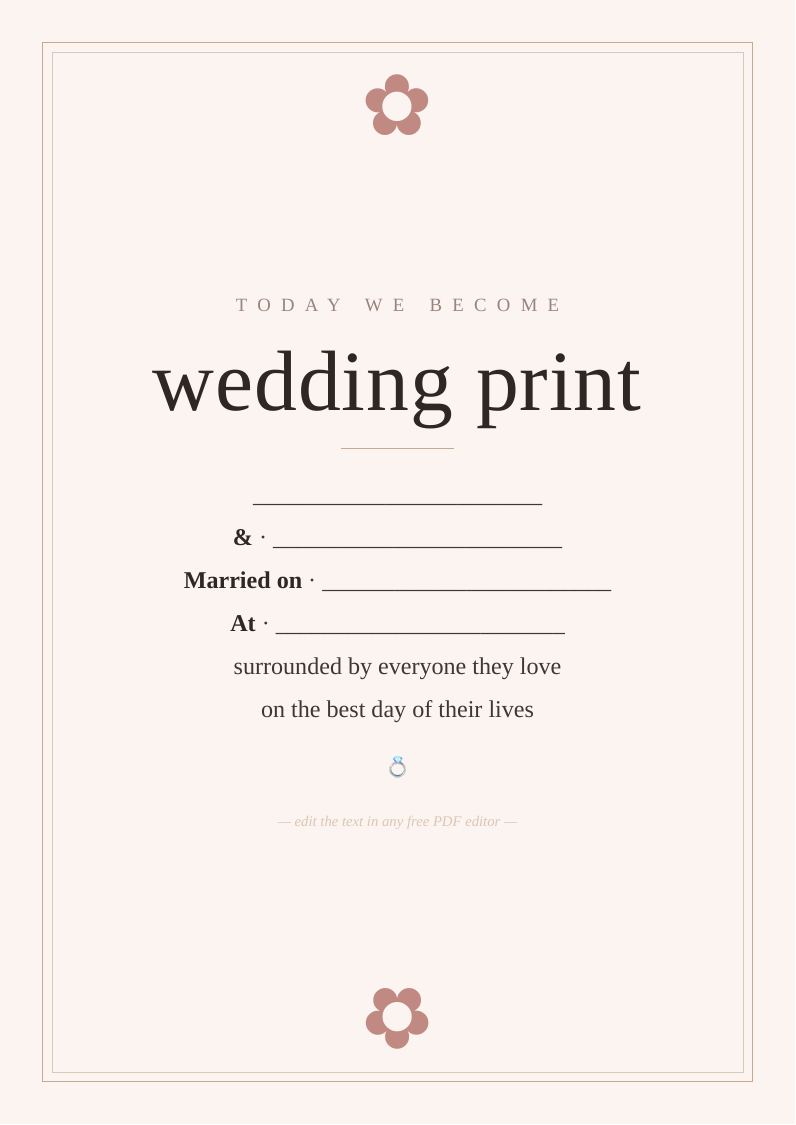 Wedding day print keepsake