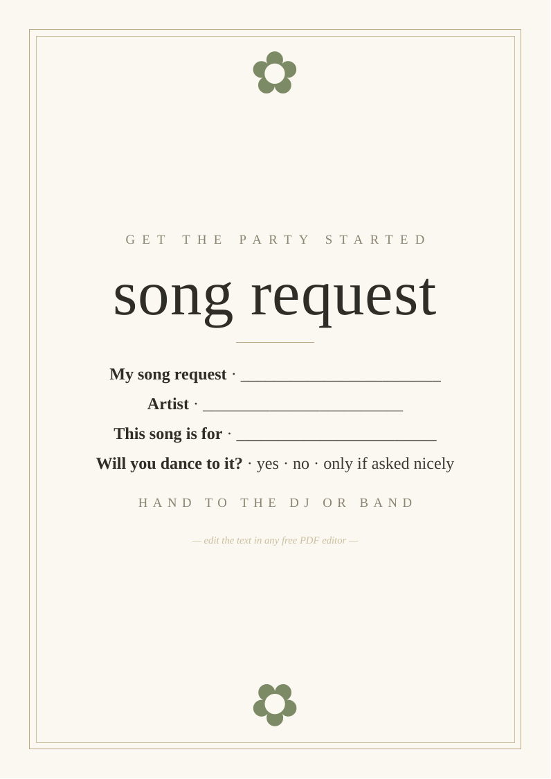 Song request card