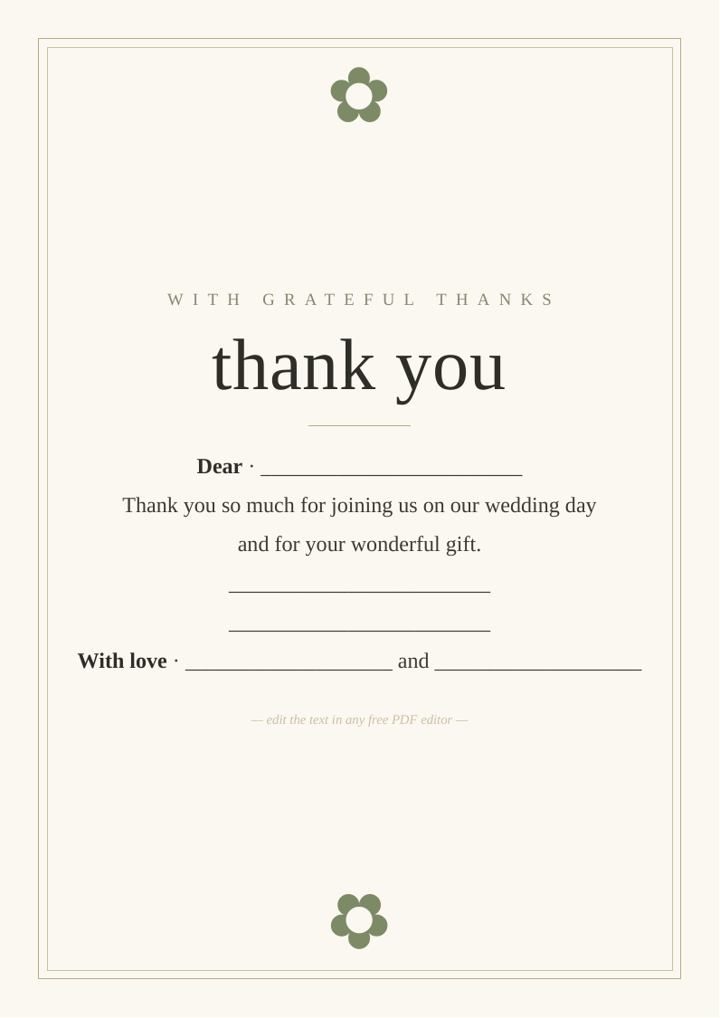 Wedding thank you card