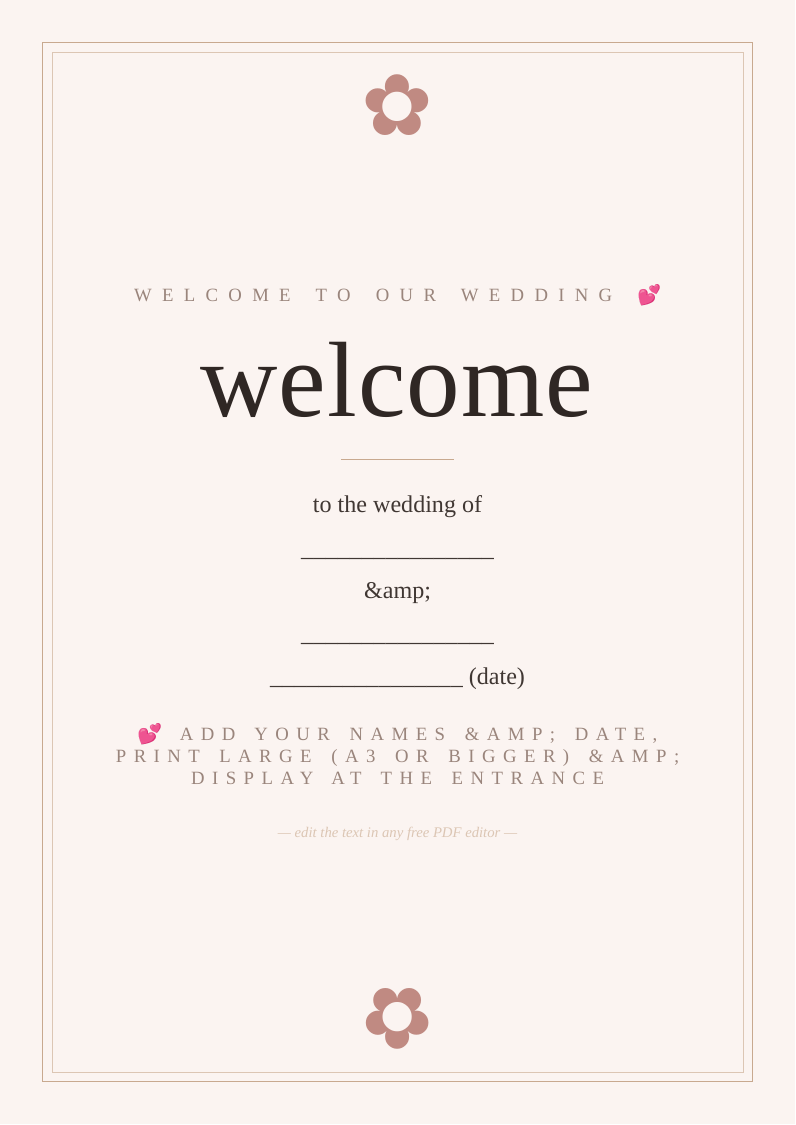 Wedding welcome sign