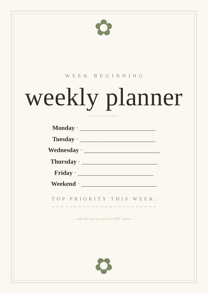 Weekly planner