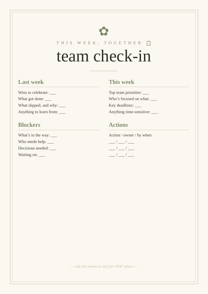 Weekly team check-in