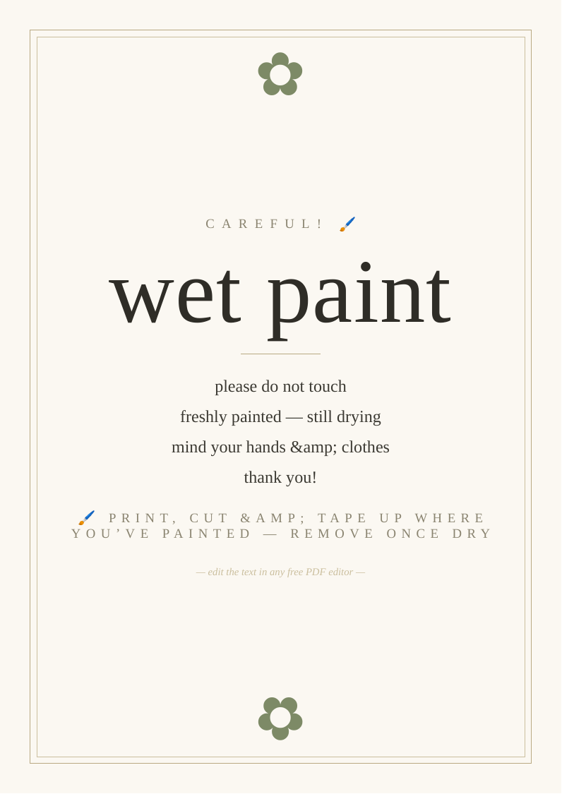 "Wet paint" sign