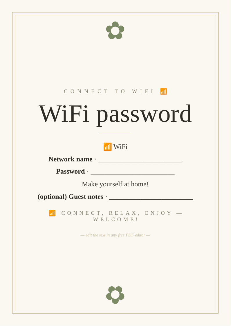 Guest WiFi password sign