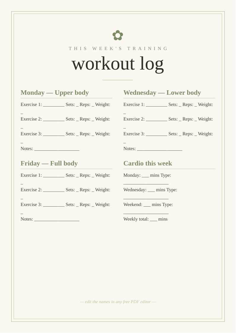 Workout log