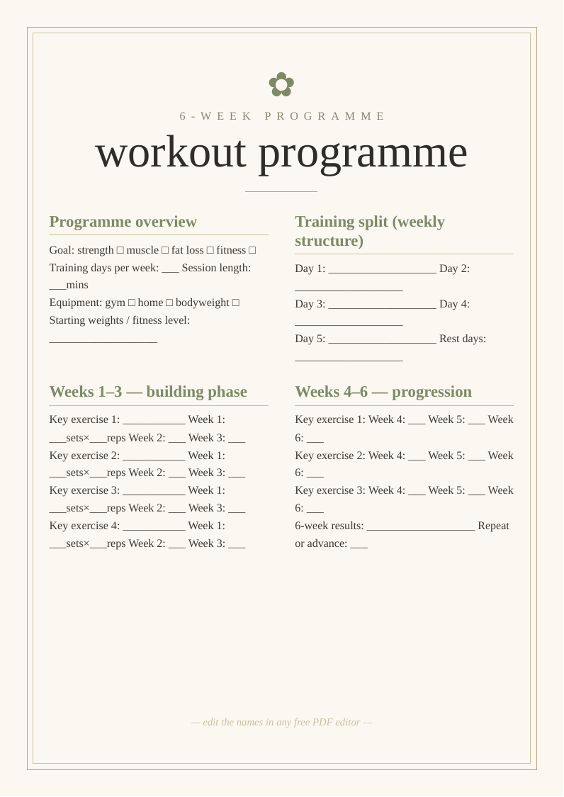 6-week workout programme